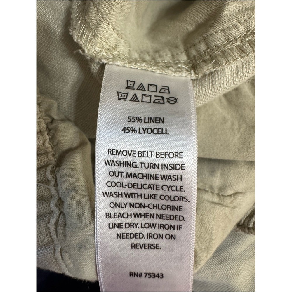 Nicole Miller Womens Linen Cargo Pants Medium Granola Fisherman Coastal Indie - Picture 4 of 5
